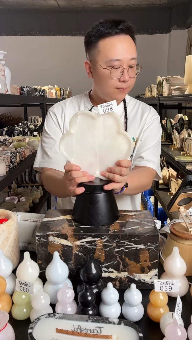 石材098白玉花朵盘
