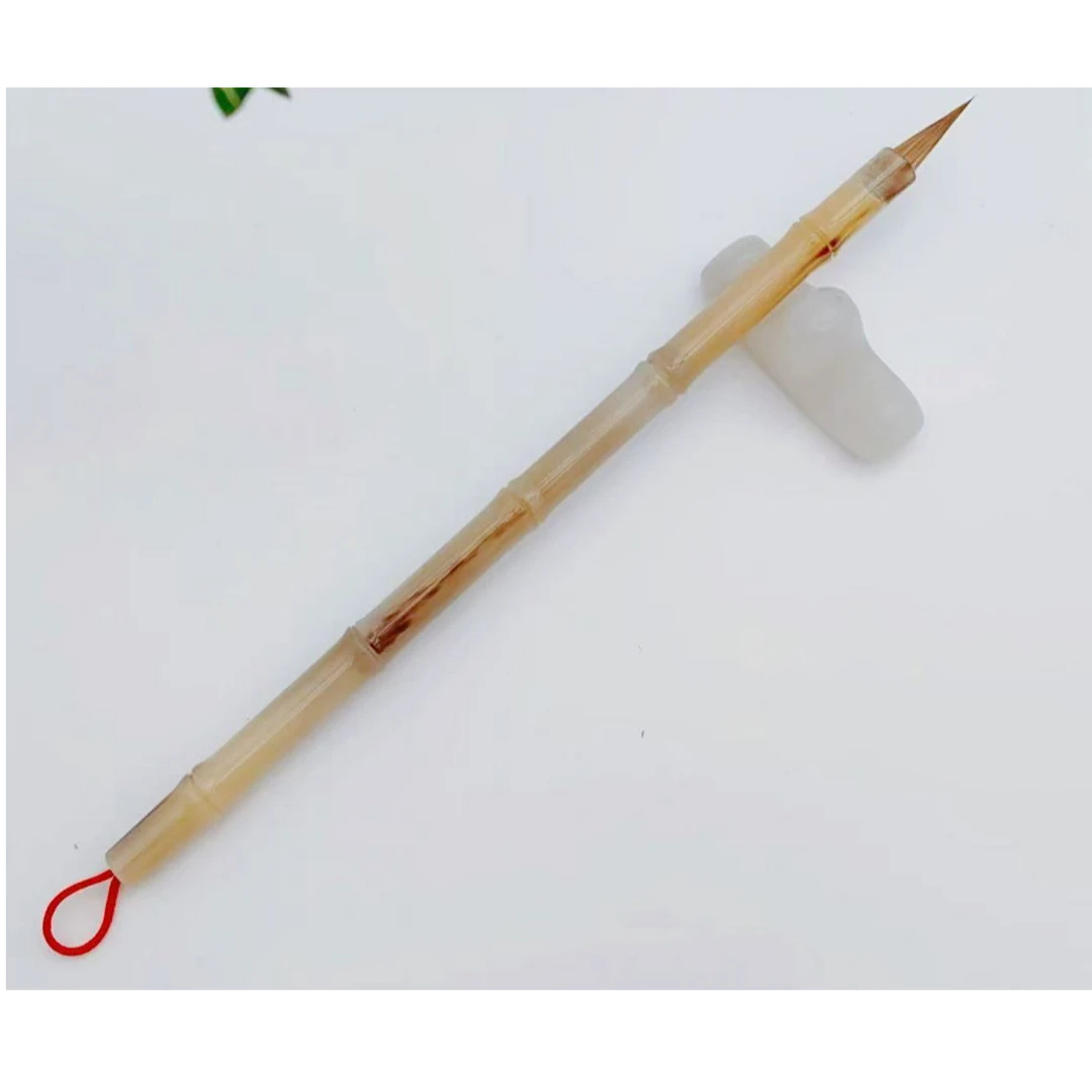 玉墨斋 · 【长小乐定制】纯黑尖紫毫 天然纯牛角竹节笔杆小楷毛笔