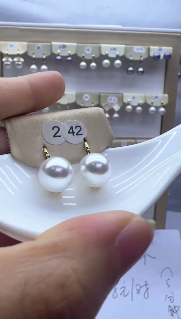 银S925镶嵌淡水珍珠耳饰242