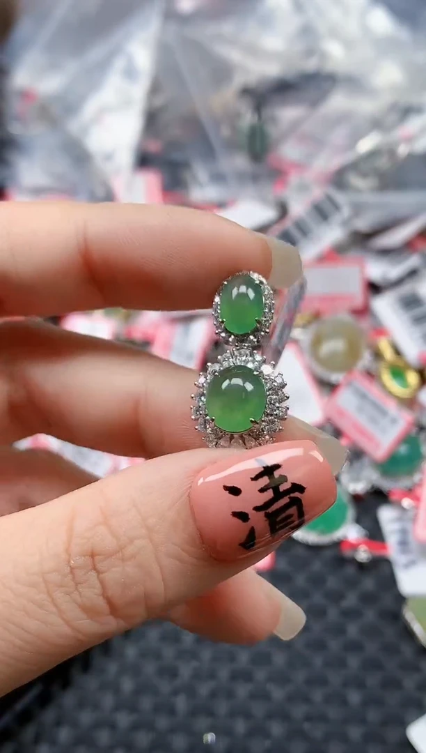 银S925镶嵌戒指翡翠天然A货缅甸翡翠