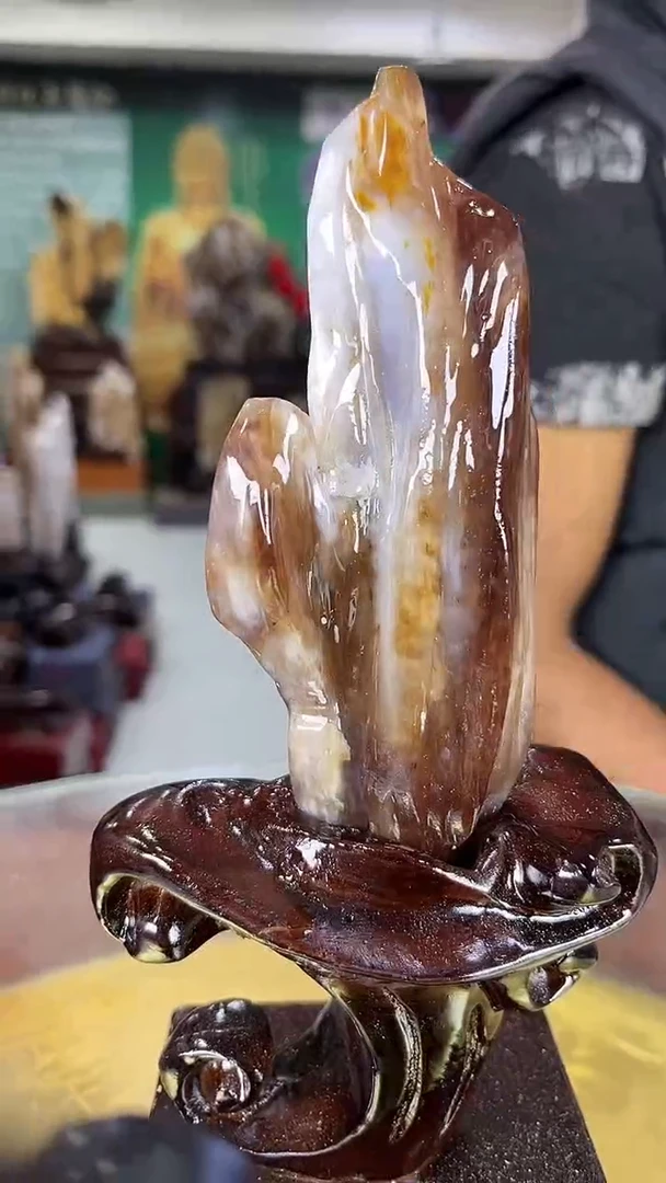 缅甸天然树化玉摆件