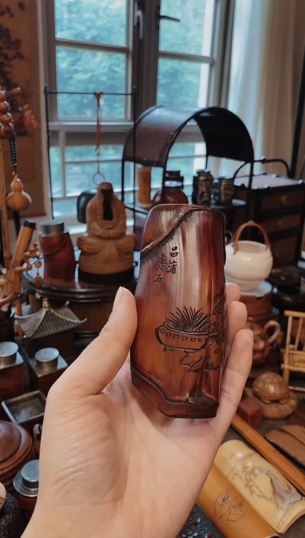 四*子龟甲竹精品雕刻茶则