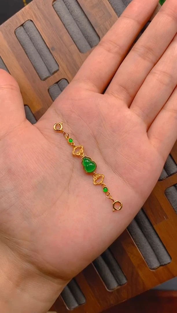 翡翠银S925镶嵌吊坠(不含链)葫芦延长链