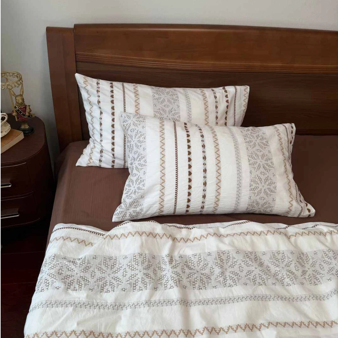 【云玺】2025高端设计师款全棉特种彩纱针刺子提花四件套遇见费尔岛