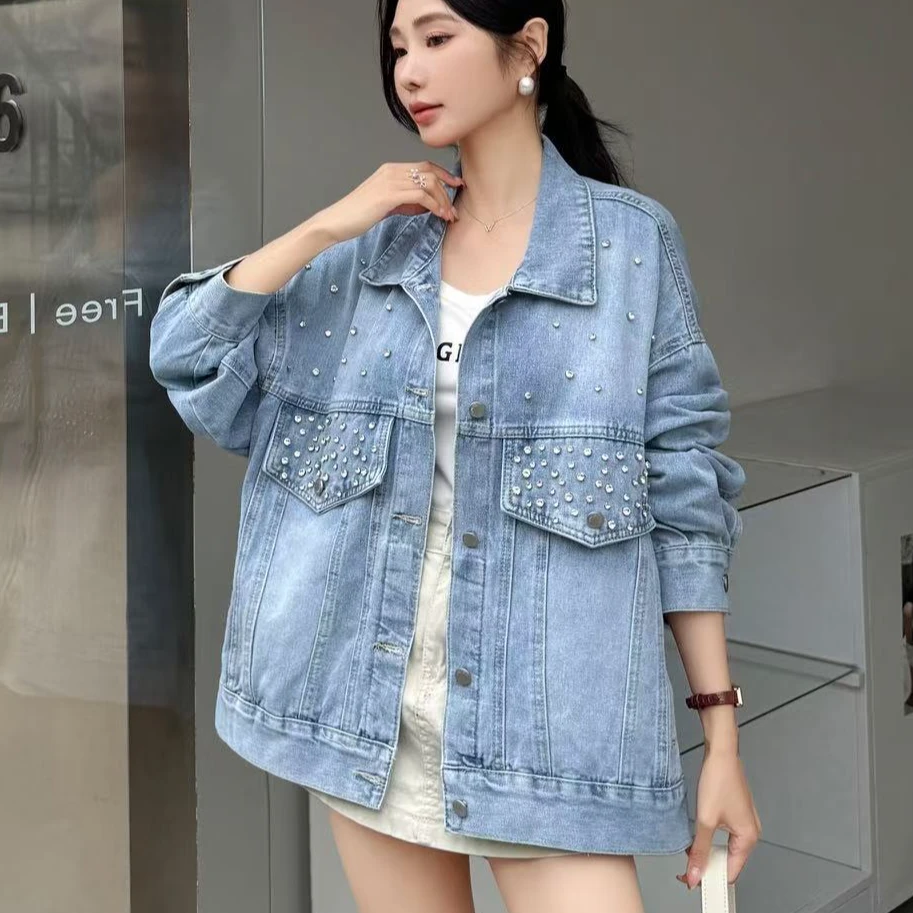 J春季新款时尚韩版宽松复古怀旧水洗牛仔外套女百搭ins设计感上衣