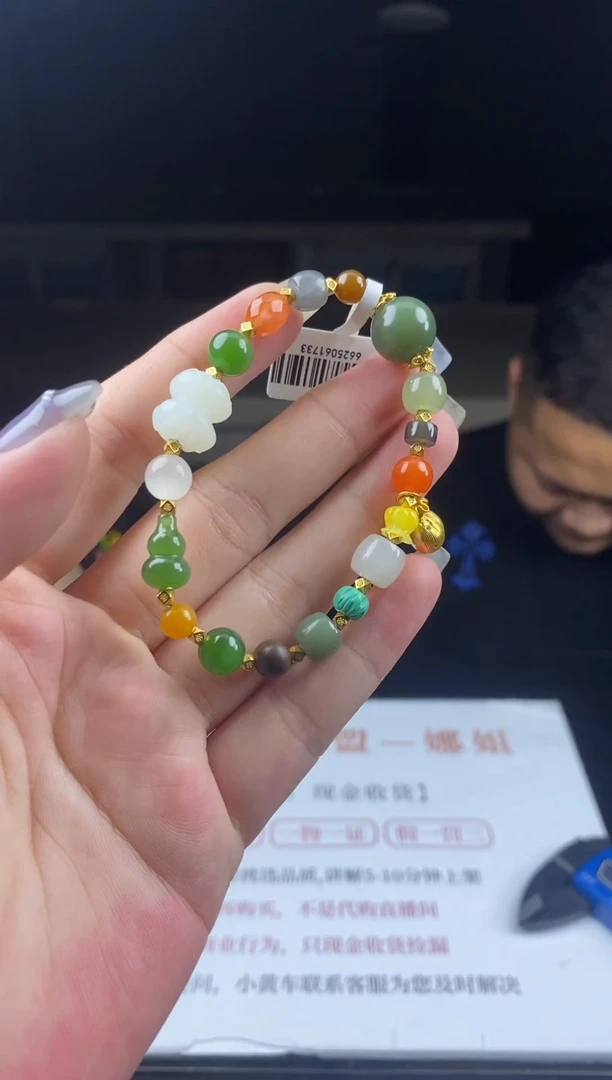 手串银S925镶嵌和田玉手串-S3775