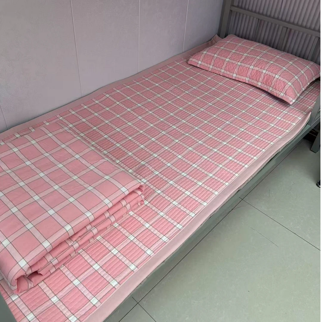 宿舍专用单人纯棉色织格子学生被春秋薄款