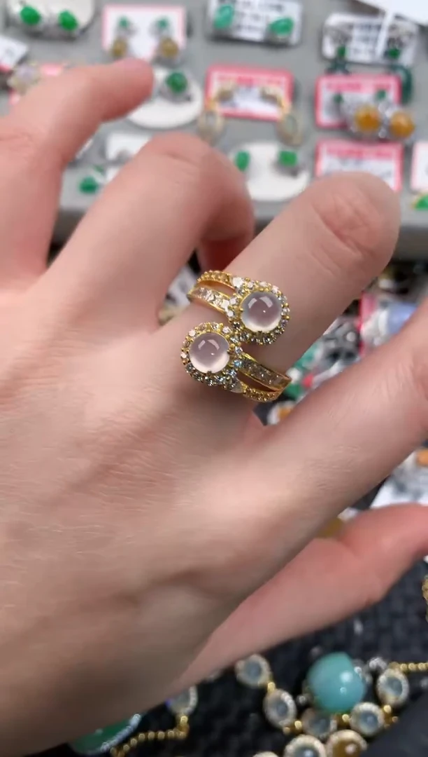 银S925镶嵌戒指翡翠1010---3