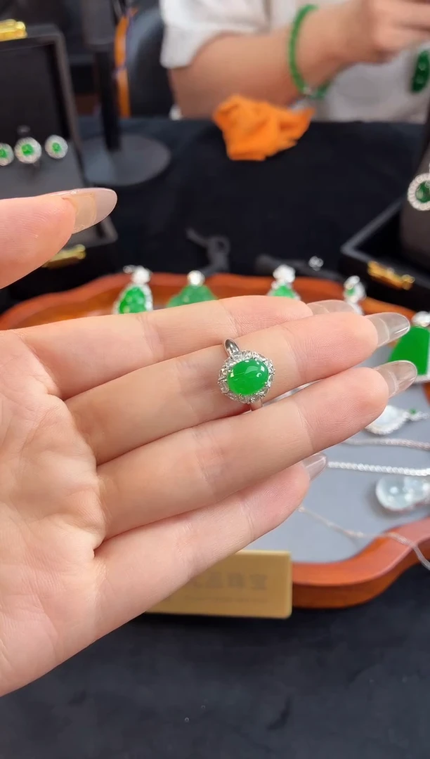 翡翠戒指18K金镶嵌78号链接（多样性发其一）