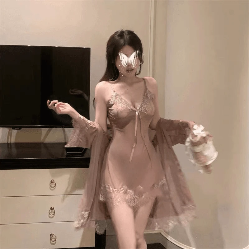 爆款气质甜美温柔新款纯色蕾丝V领吊带睡裙成人2025薄款女款睡衣