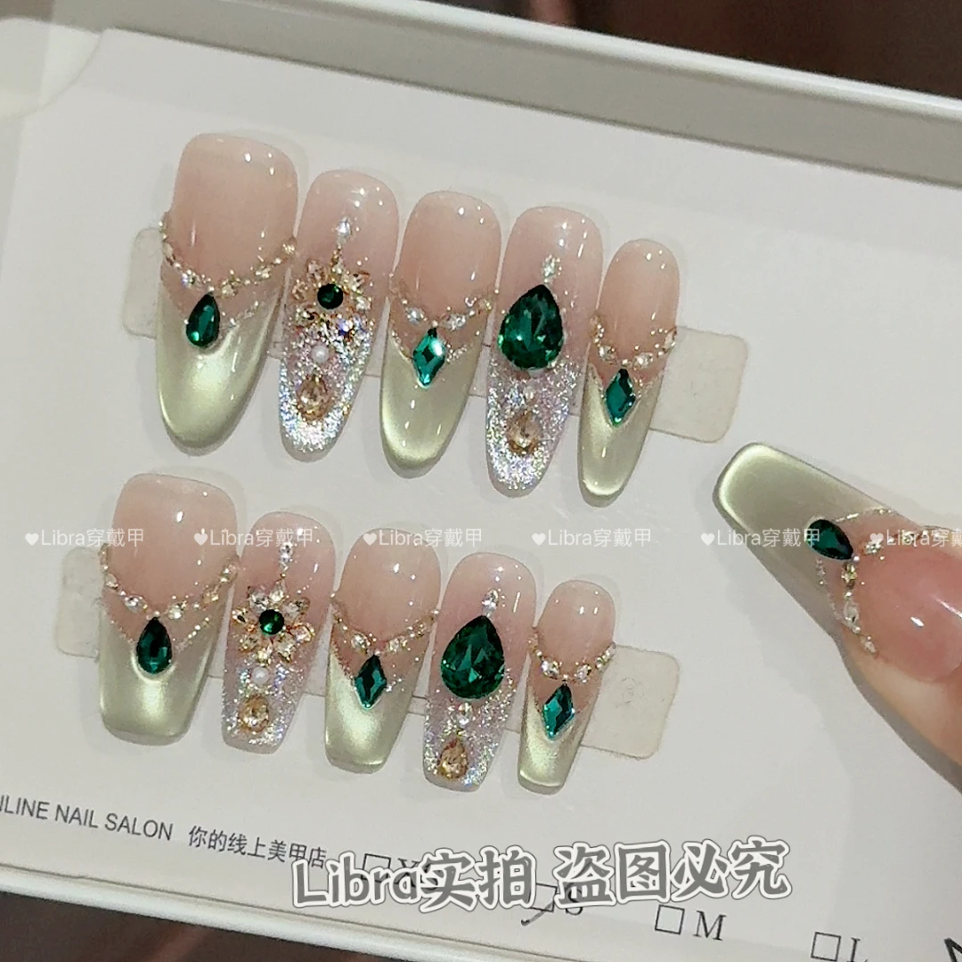 【莫妮卡】简约纯欲穿戴式卸甲片闪钻手工定制穿戴甲