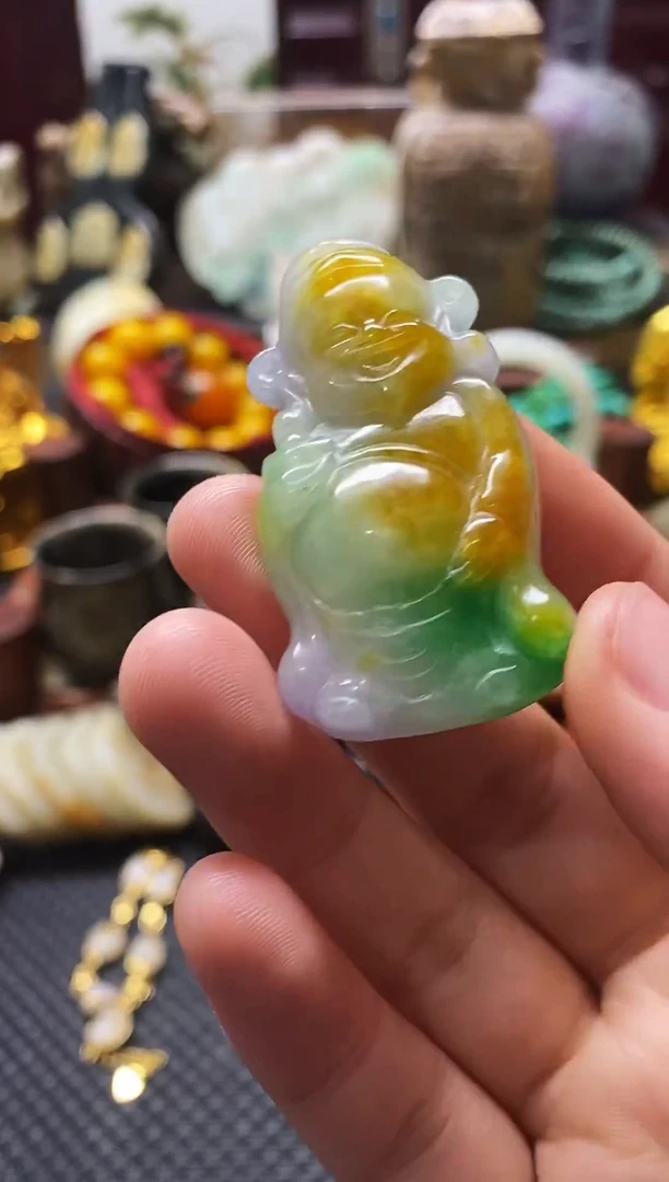 未镶嵌挂件翡翠财神