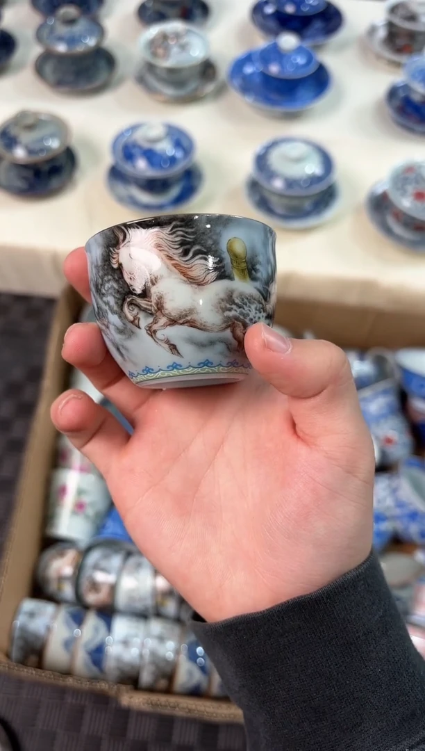 其他瓷景德镇陶瓷茶具以梦为马小缸杯2