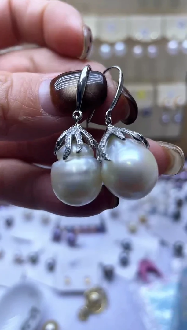 【闪购商品】海水珍珠耳饰银S925镶嵌2