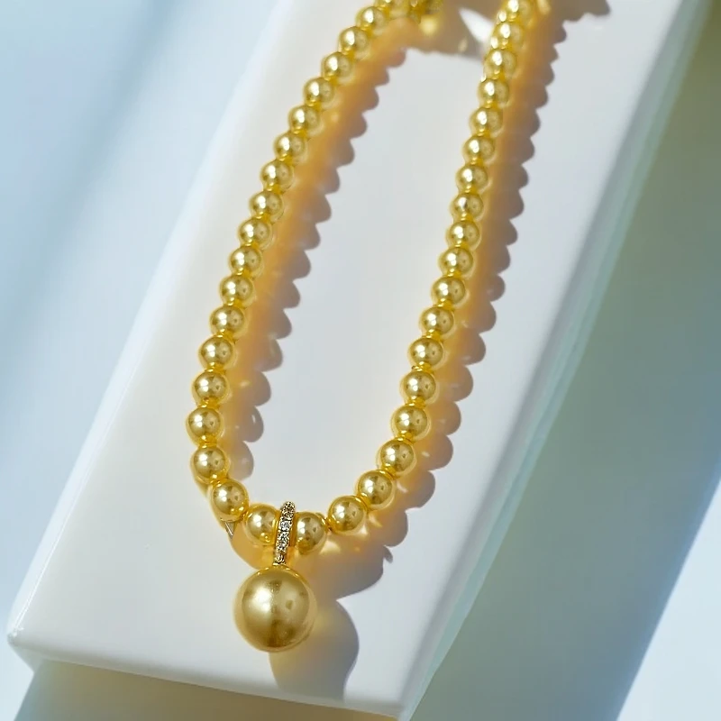 铜合金仿珍珠项链 0089羽皇6mm带万能吊坠可打开项链