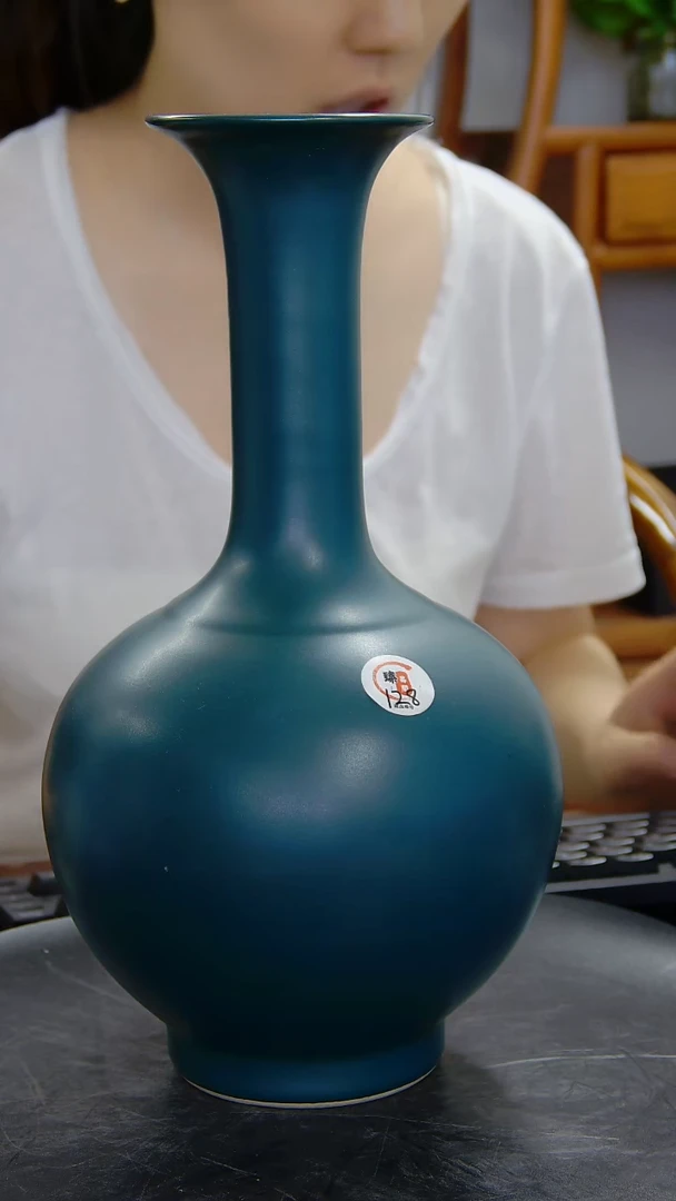 瓶孔雀蓝釉长颈赏瓶#128#