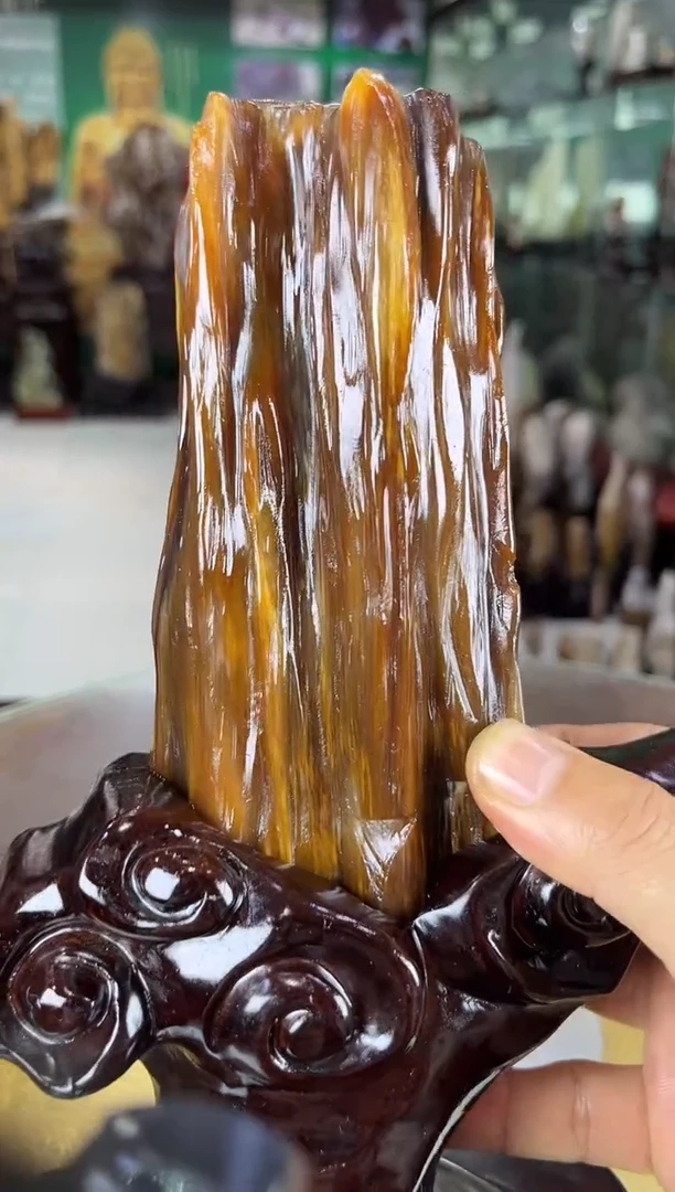 缅甸天然树化玉摆件