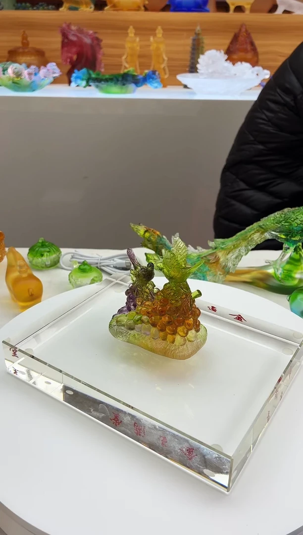 手工艺品琉璃好运连连摆件彩色
