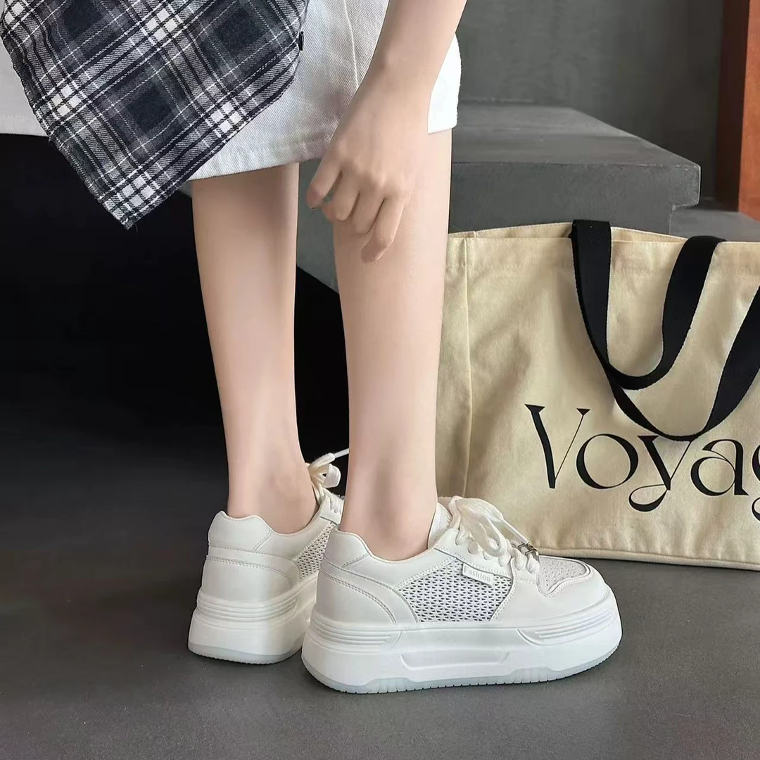 【5093-1】新款网面小白鞋女2025年休闲百搭透气女鞋