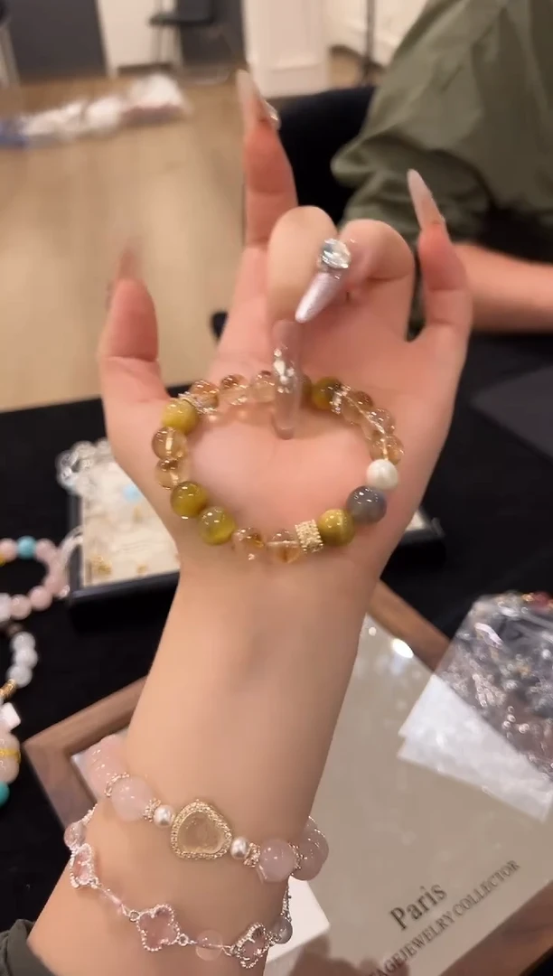 未镶嵌手链水晶金虎拼接暴力黄塔晶手串