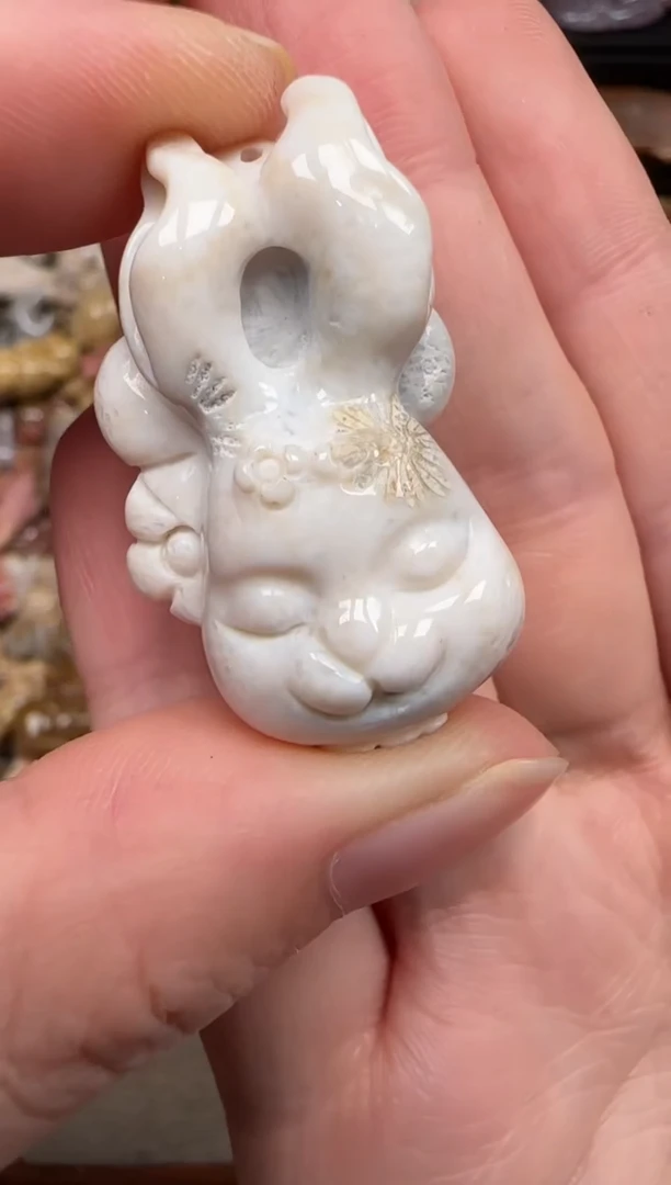 硅化珊瑚（珊瑚玉）未镶嵌颈饰031