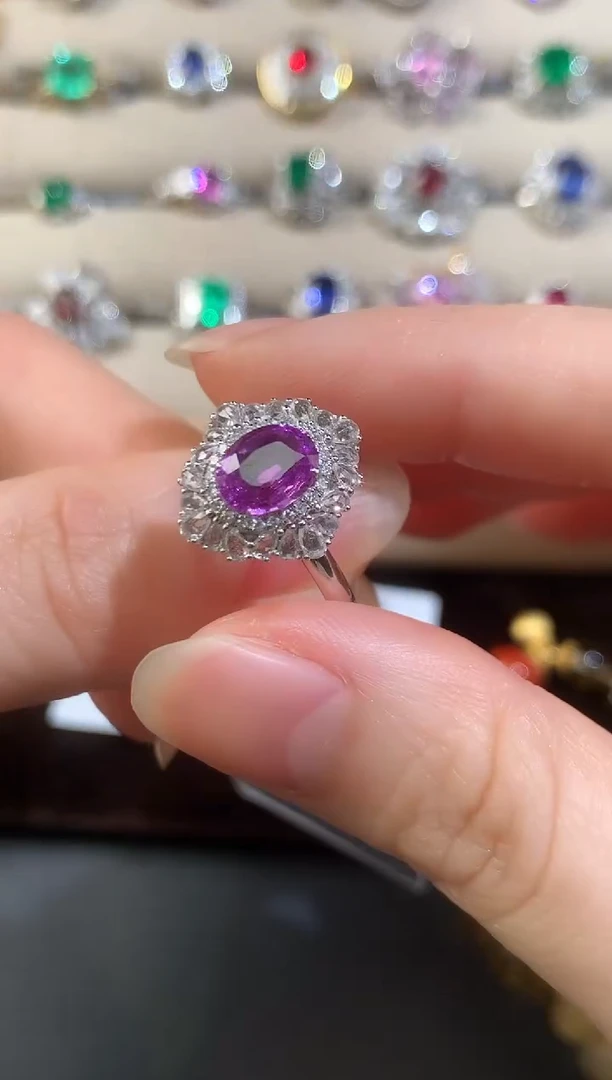 戒指彩色蓝宝石18K金镶嵌D476|9800