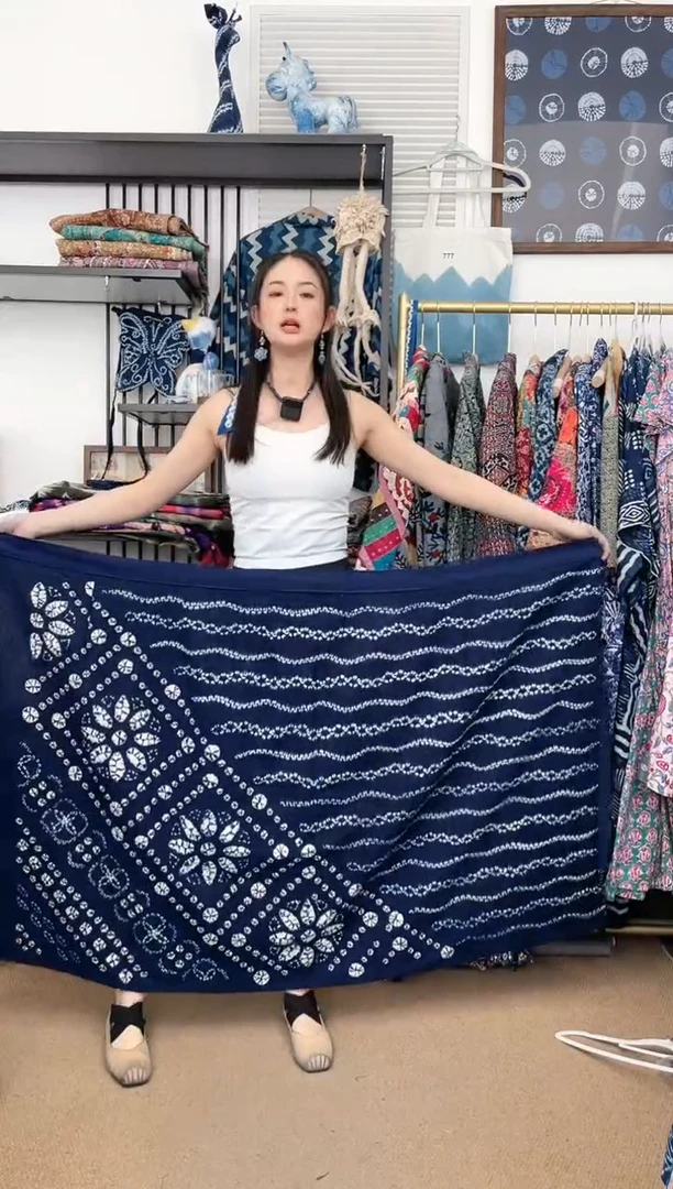 【闪购商品】水流款古法冷染白族扎染手工裹裙90cm