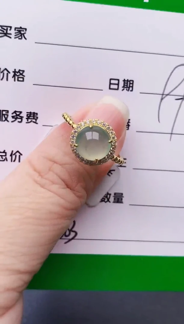 银S925镶嵌戒指翡翠0803