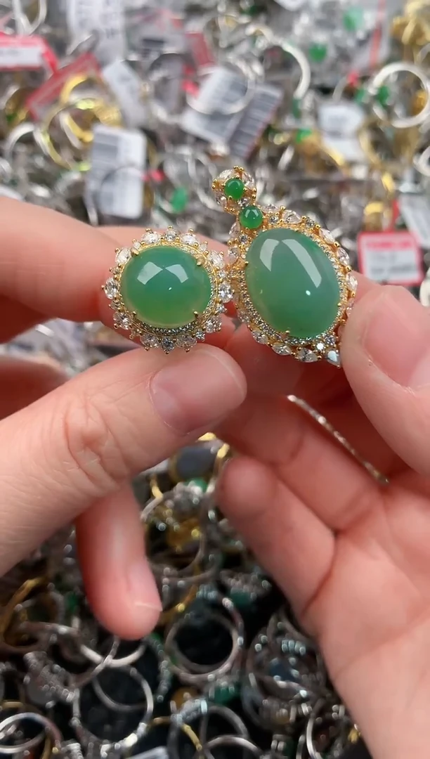 银S925镶嵌戒指翡翠666                 7