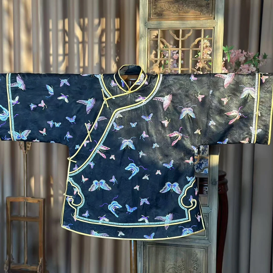 【百蝶】三禧司斜襟桑蚕丝刺绣上衣yn