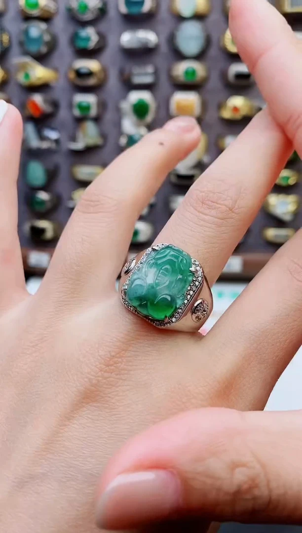 未镶嵌戒指翡翠天然翡翠男戒