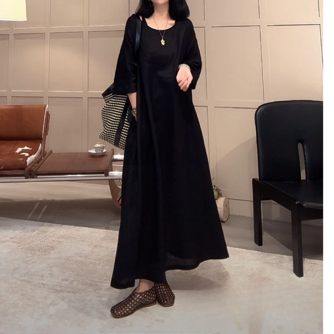 ZUOXIAOQI简岚慵懒麻料长裙12（裙长127-132/胸围136-140）