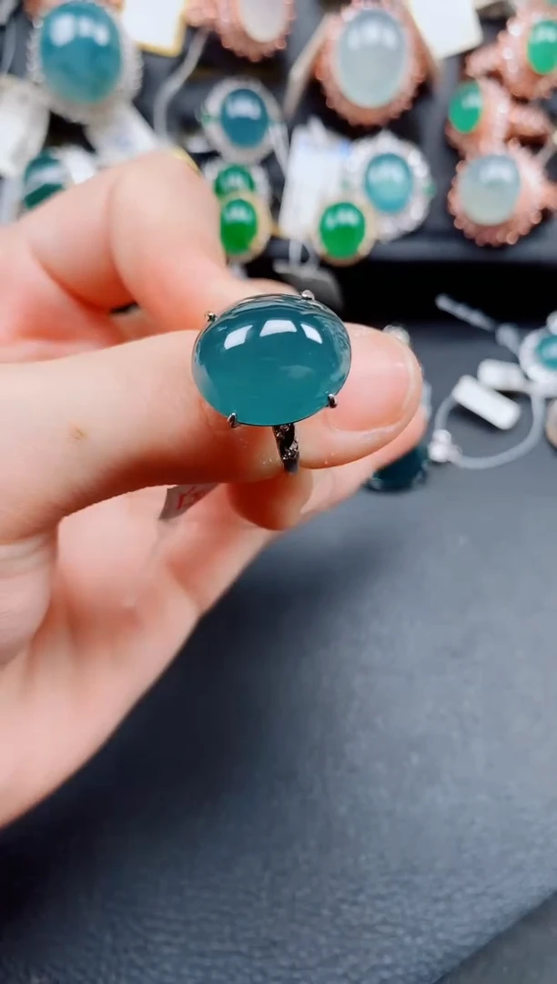 银S925镶嵌戒指翡翠翡翠