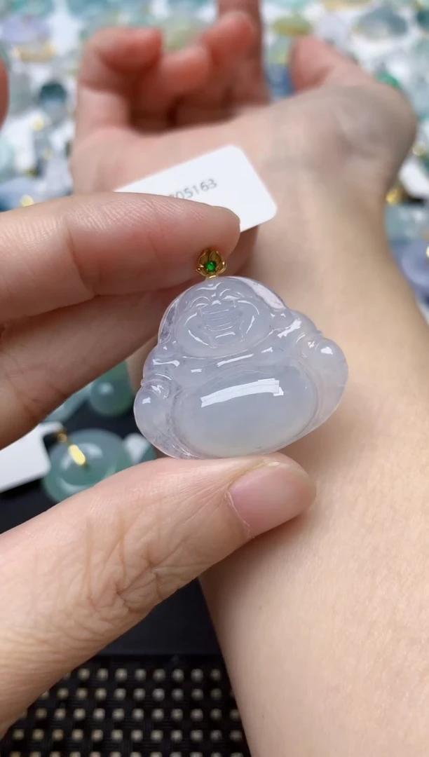 颈饰18K金镶嵌翡翠天然缅甸A货翡翠