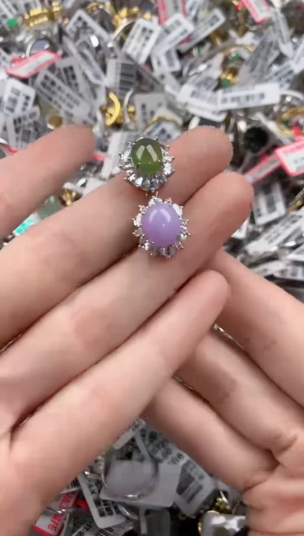 银S925镶嵌戒指翡翠3333----5