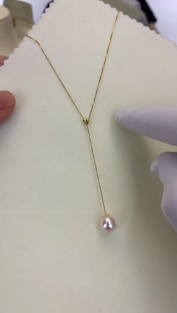 18K金镶嵌DA海水珍珠 GD013 8-8.5 天女Y链