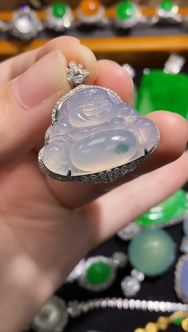 翡翠18K金镶嵌吊坠(不含链)翡翠