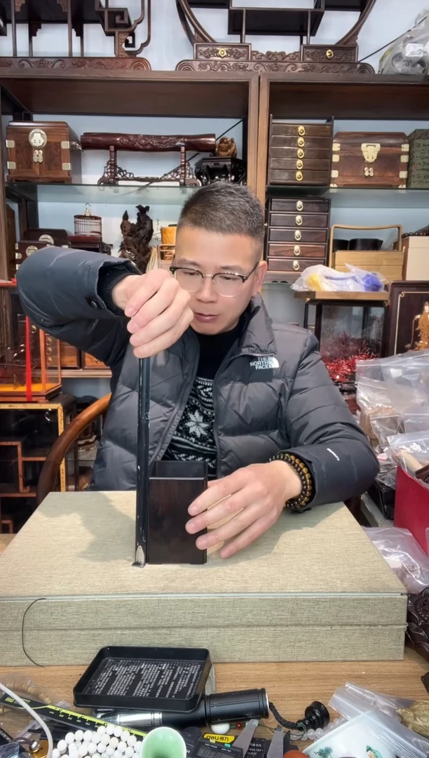 乌木类书架133紫光檀笔筒