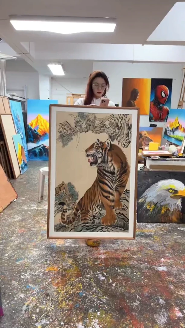 【闪购商品】丙烯画丫丫精装国画老虎