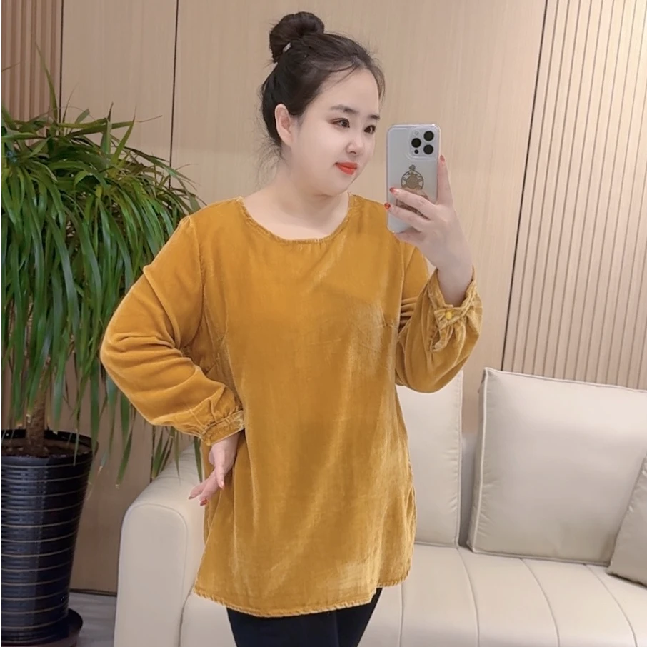 【聪姐推荐】9155净版简约纯色丝绒T恤衫（衣长70，胸围120）