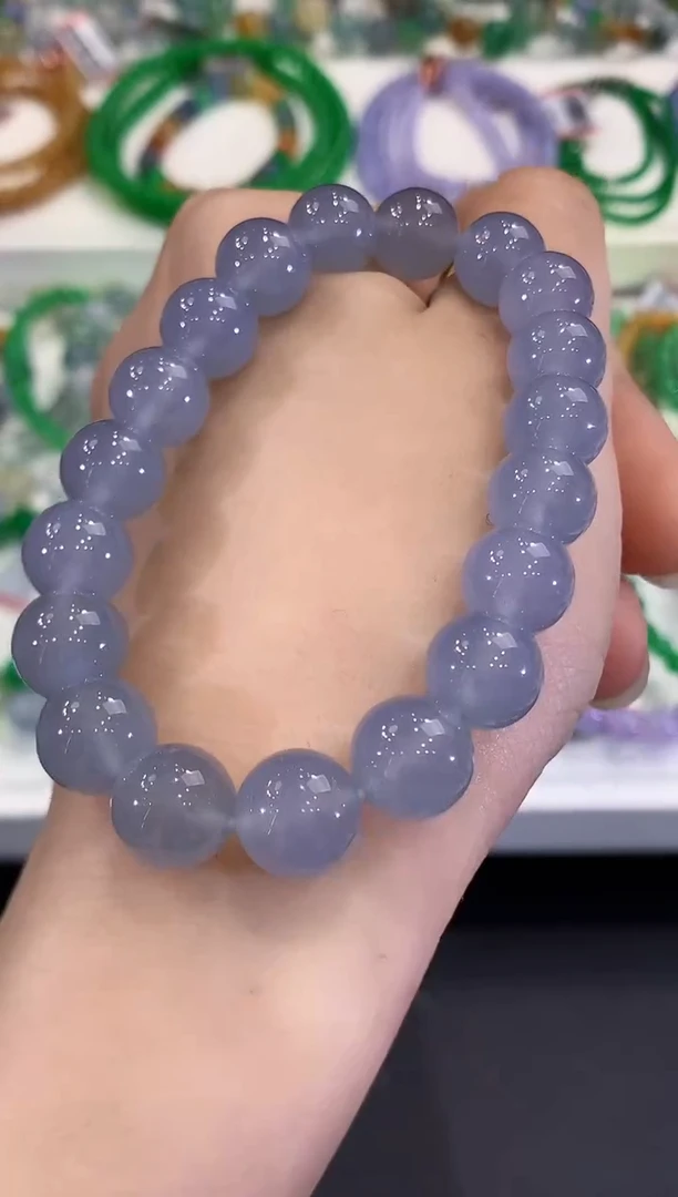 未镶嵌手串翡翠C401 紫货有色差