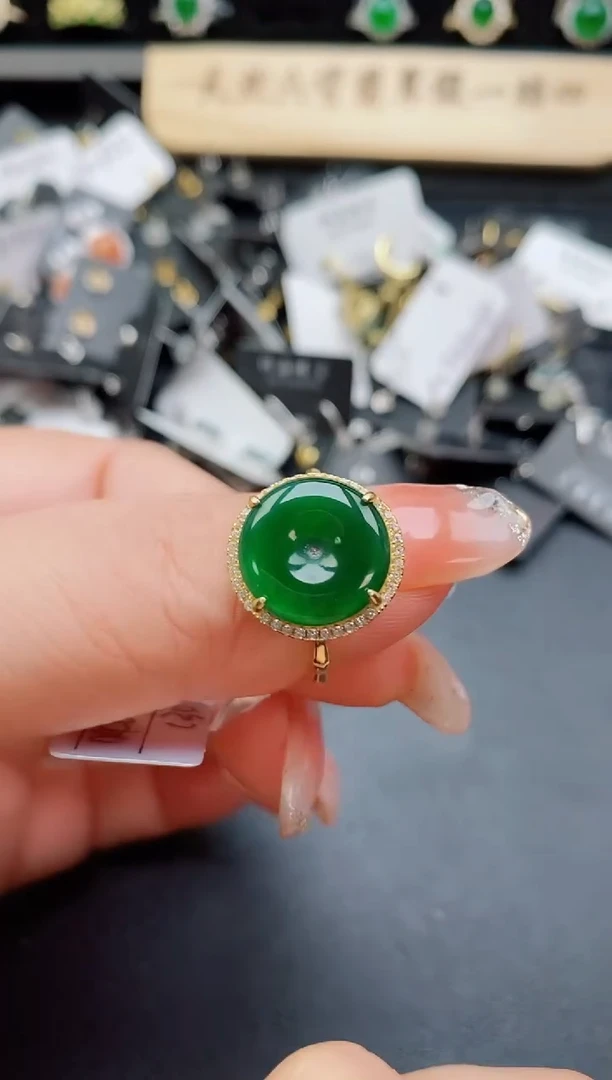 银S925镶嵌戒指翡翠508
