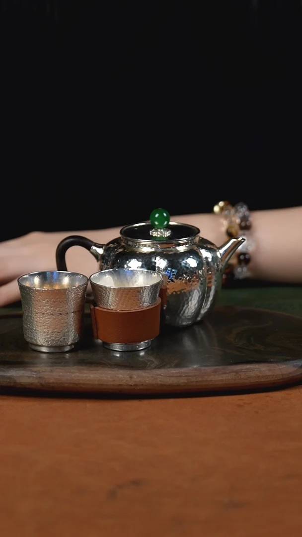 手工锤纹南瓜泡茶壶+2个主人杯