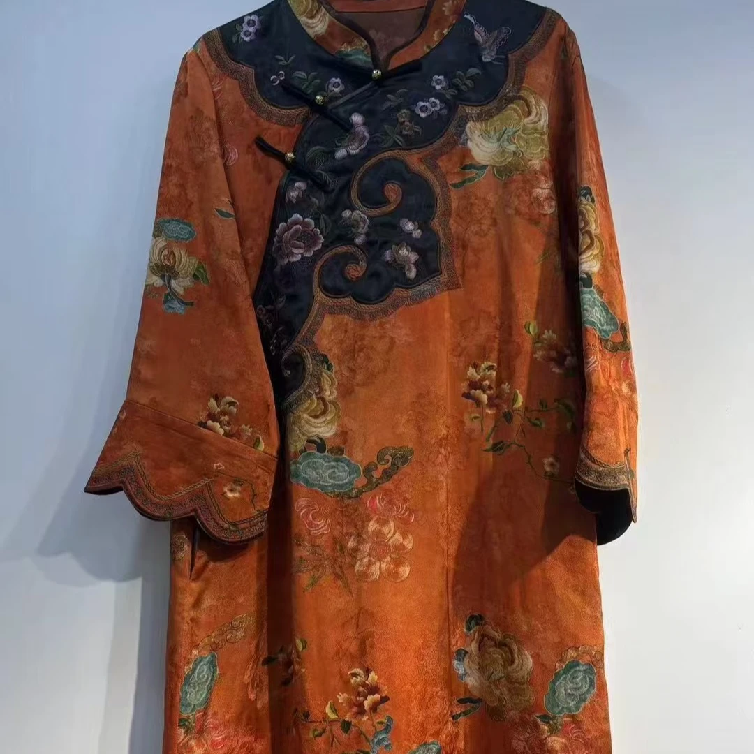 9111国风新款提花显瘦ins时尚女装夏季风衣复古连衣裙香云纱高档