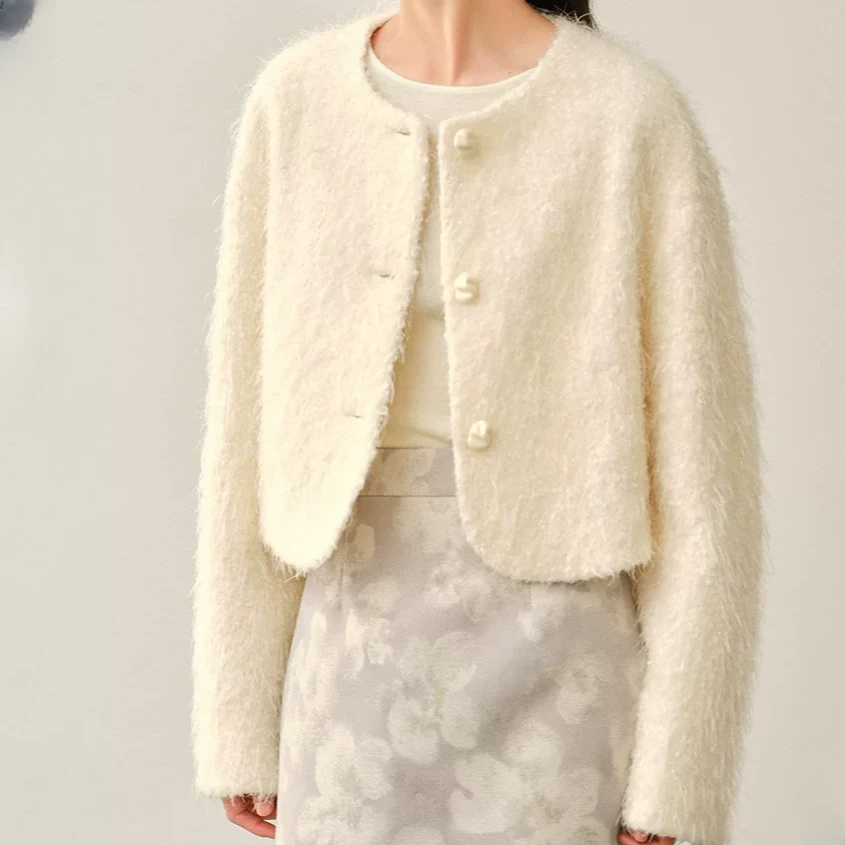 长袖小个子短款外套秋季圆领法式优雅剪#Aci