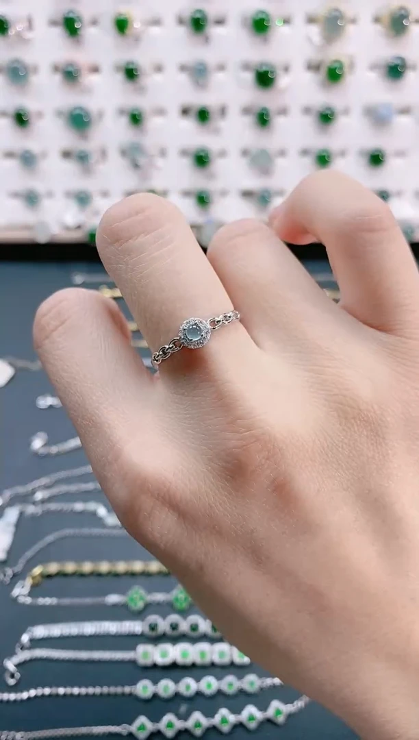 【闪购商品】翡翠戒指银S925镶嵌天然翡翠