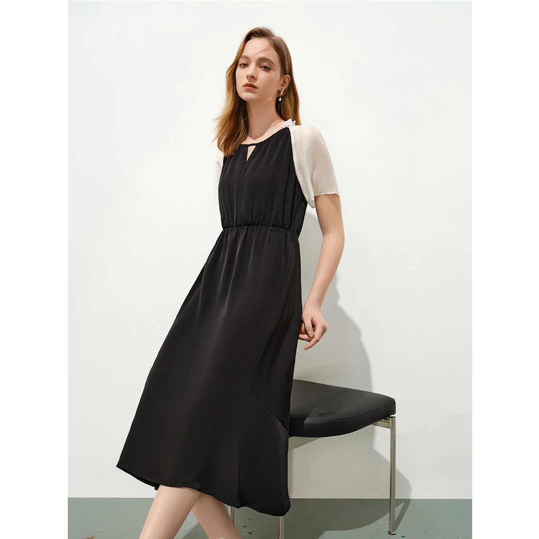 【芊芊专属】时尚连衣裙夏季V领收腰大摆型中长裙Y534103946