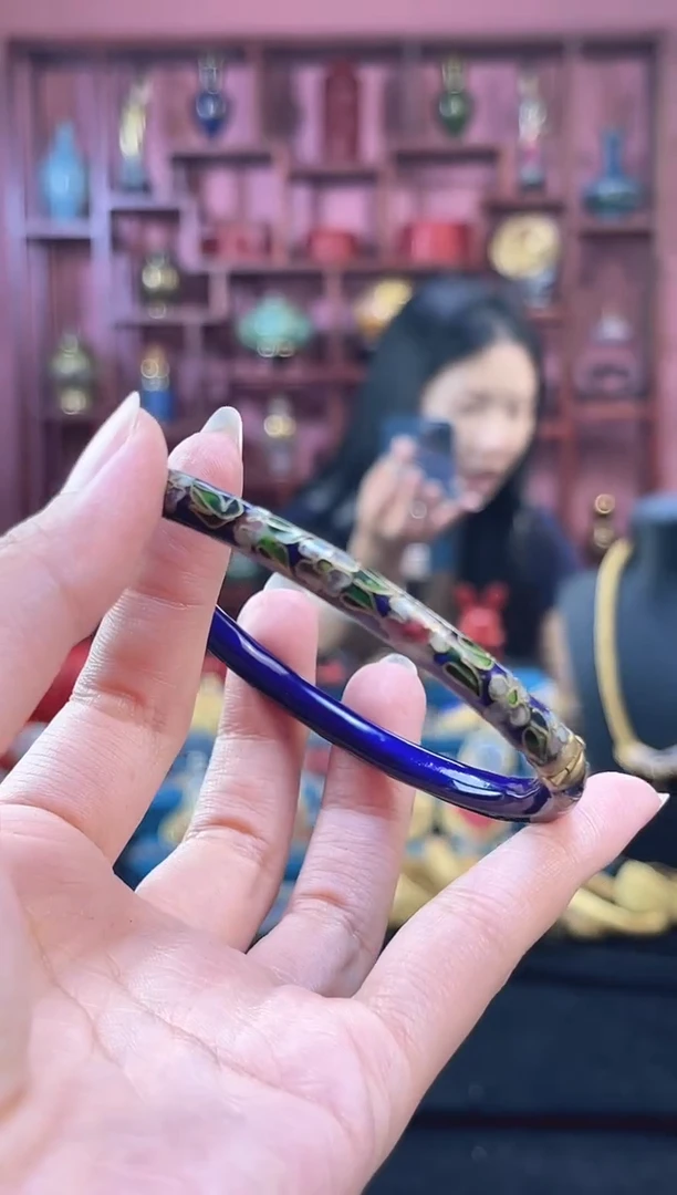 非遗 景泰蓝开口贵妃镯 58-63 宝蓝