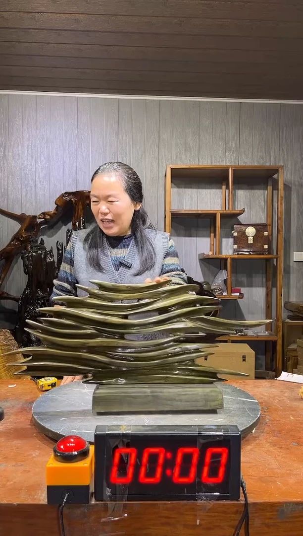 金丝楠简*点阴沉木步步高升摆件