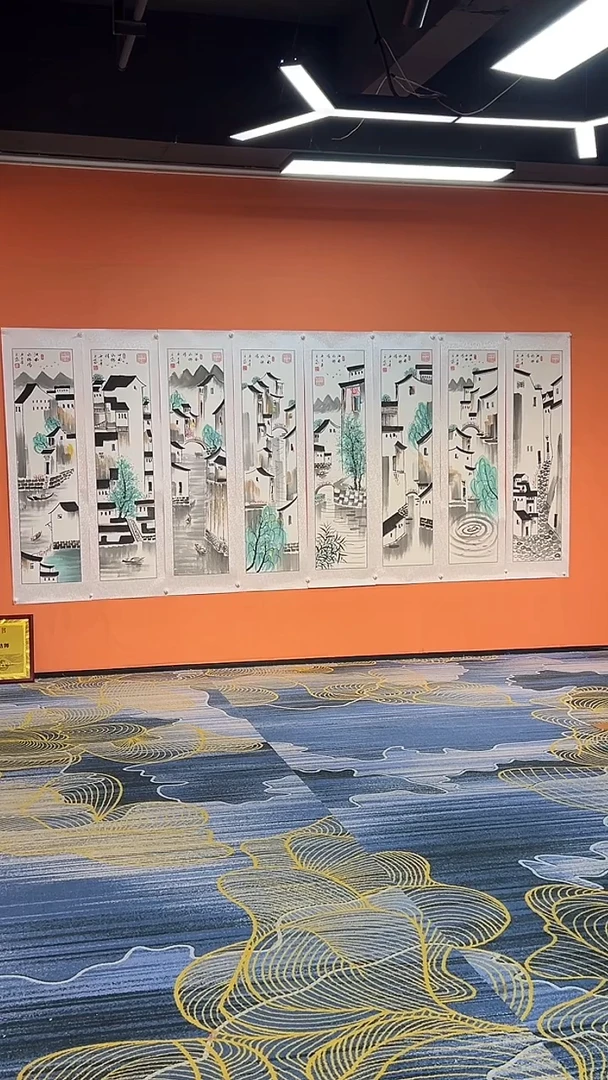 国画劲**晓Q 张巨富 江南水乡八条屏